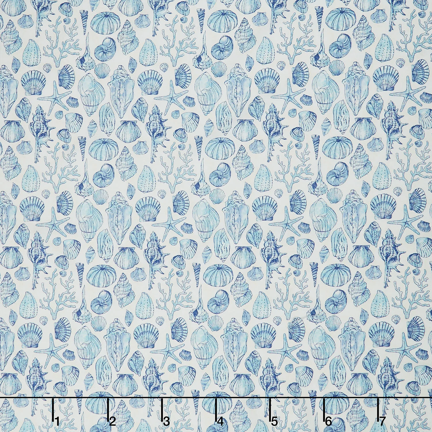 Serena Shores - Sketchy Shells Cloud Yardage