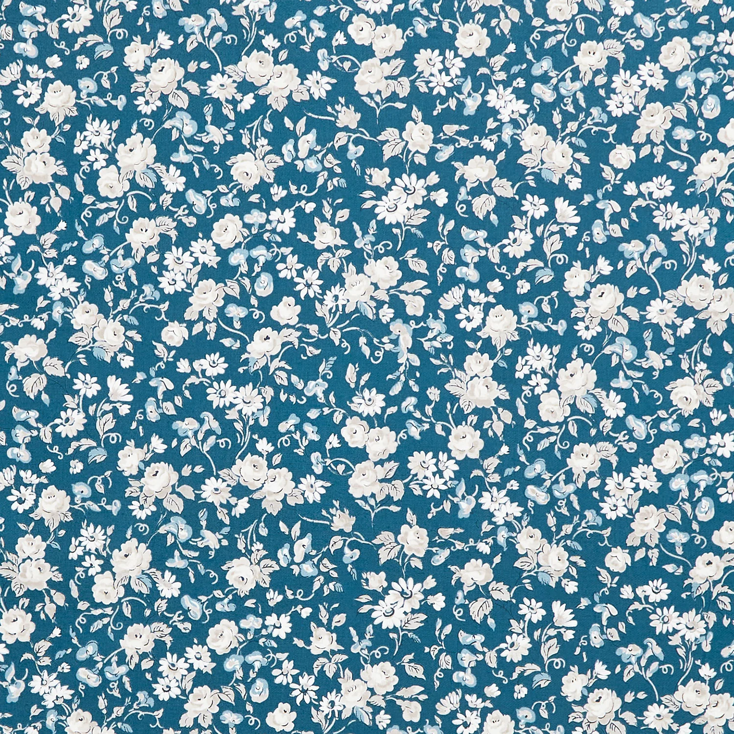 Serenity Blues - Flower Toss Denim Yardage