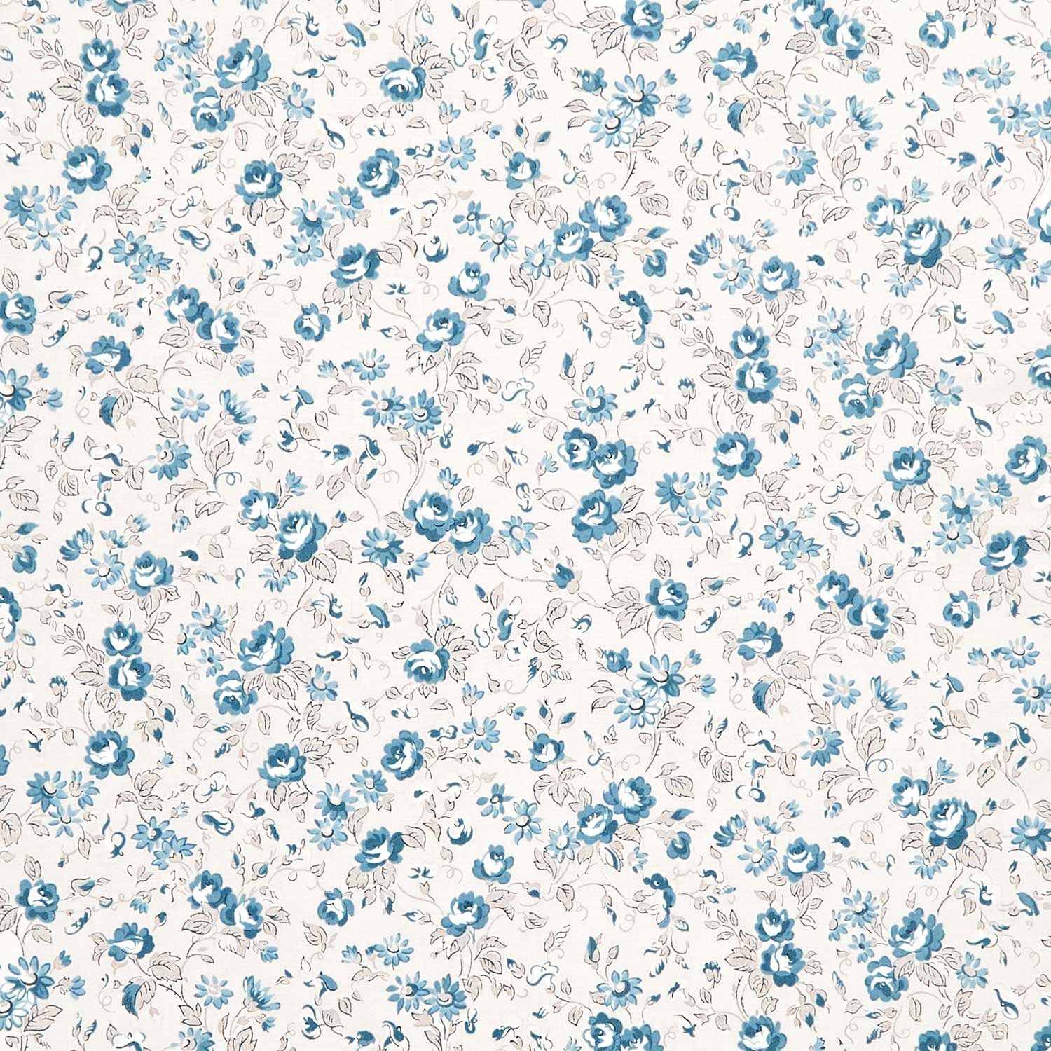 Serenity Blues - Flower Toss Taupe Yardage