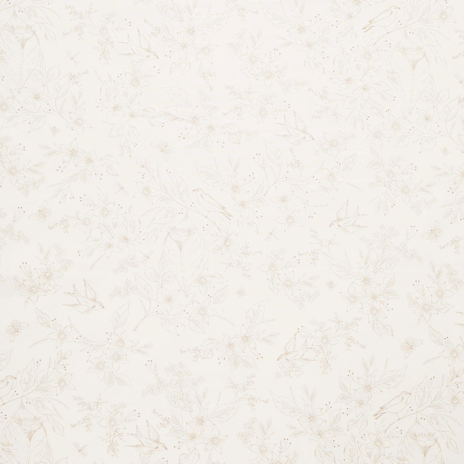 Sewing Bird - Floral Cream 108" Wide Backing