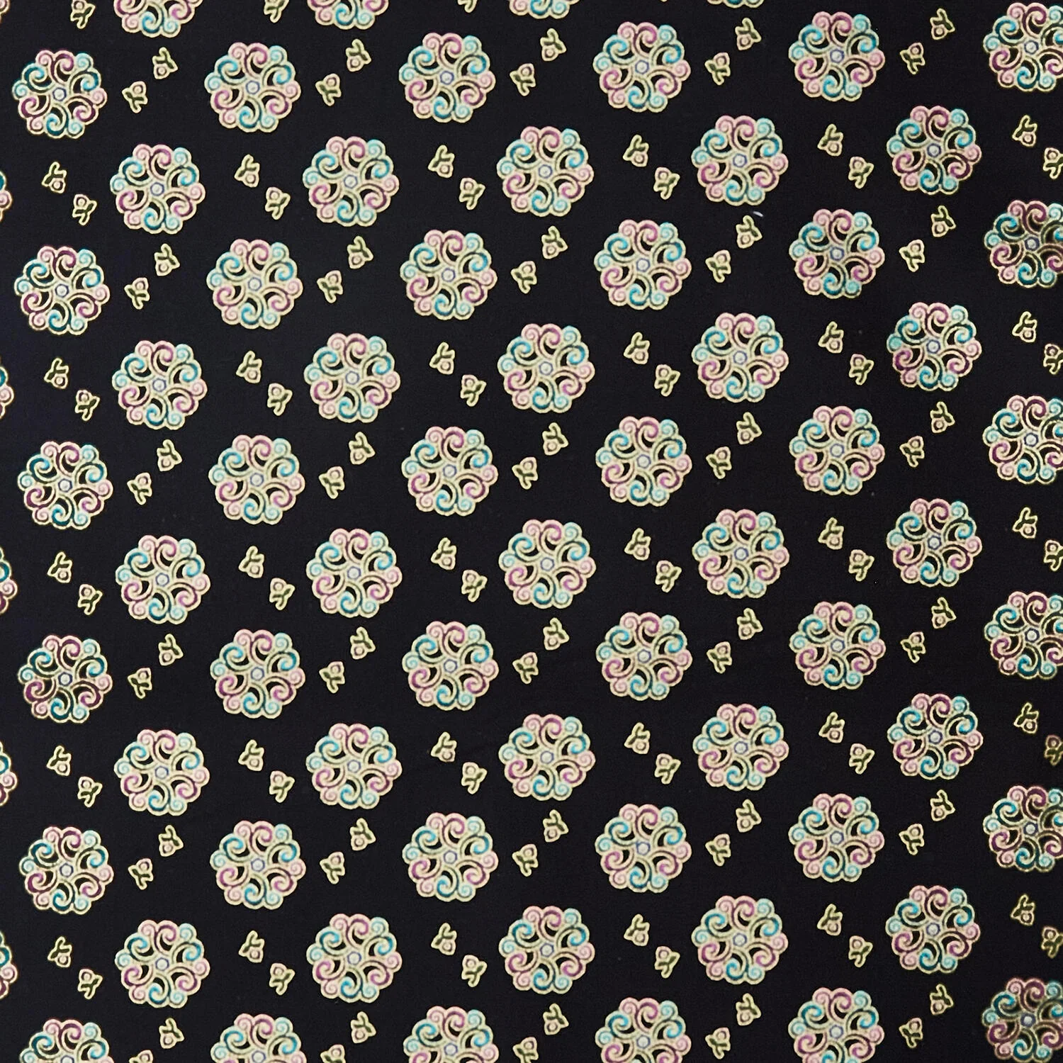 Shangri-La - Medallion Burst Metallic Black/Multi 2 Yard Cut - Image 2