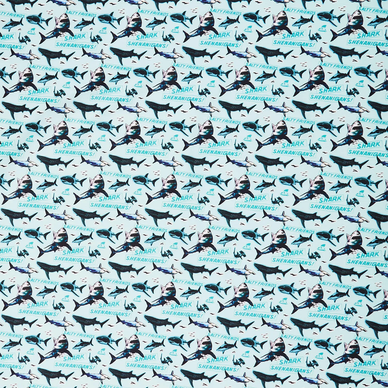 Shark Week - Shark Shenanigans Light Turquoise Yardage