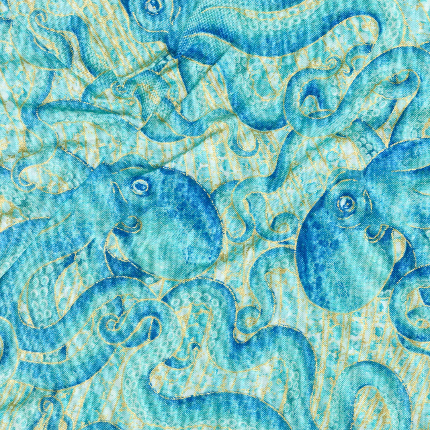 Shimmer - Enigma Octopus Light Turquoise Multi Metallic Yardage - Image 2
