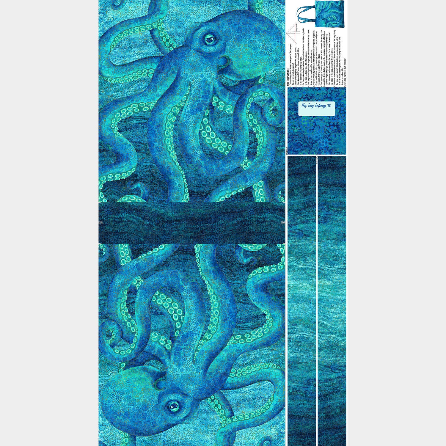 Shimmer - Enigma Octopus Tote Bag Dark Blue Multi Panel