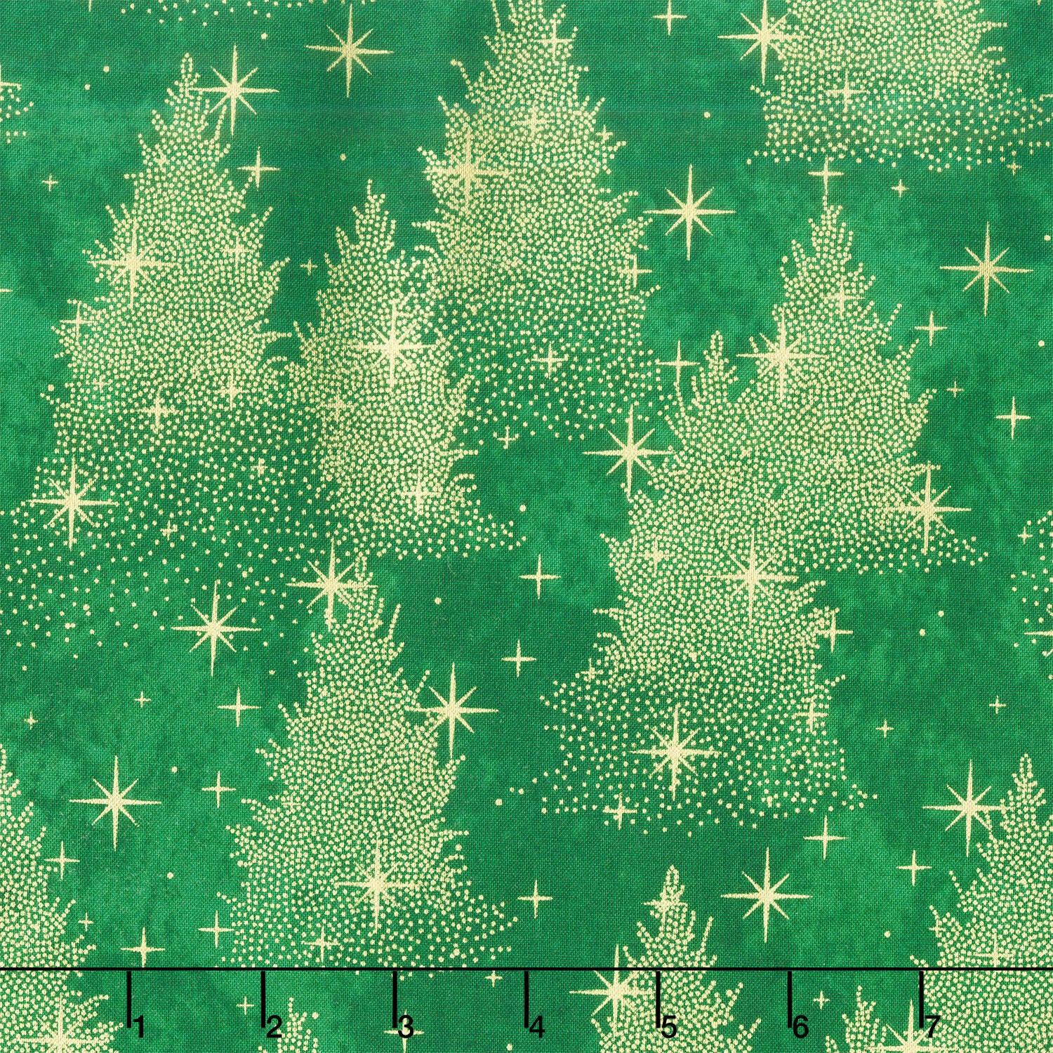 Shimmer - O' Christmas Tree - Trees Dark Green Multi Metallic Yardage