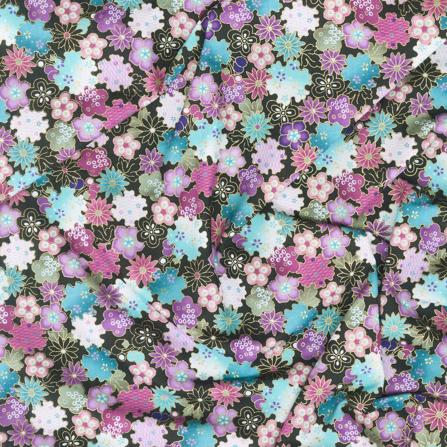 Shizuka - Geo Floral Multi Metallic Yardage - Image 2