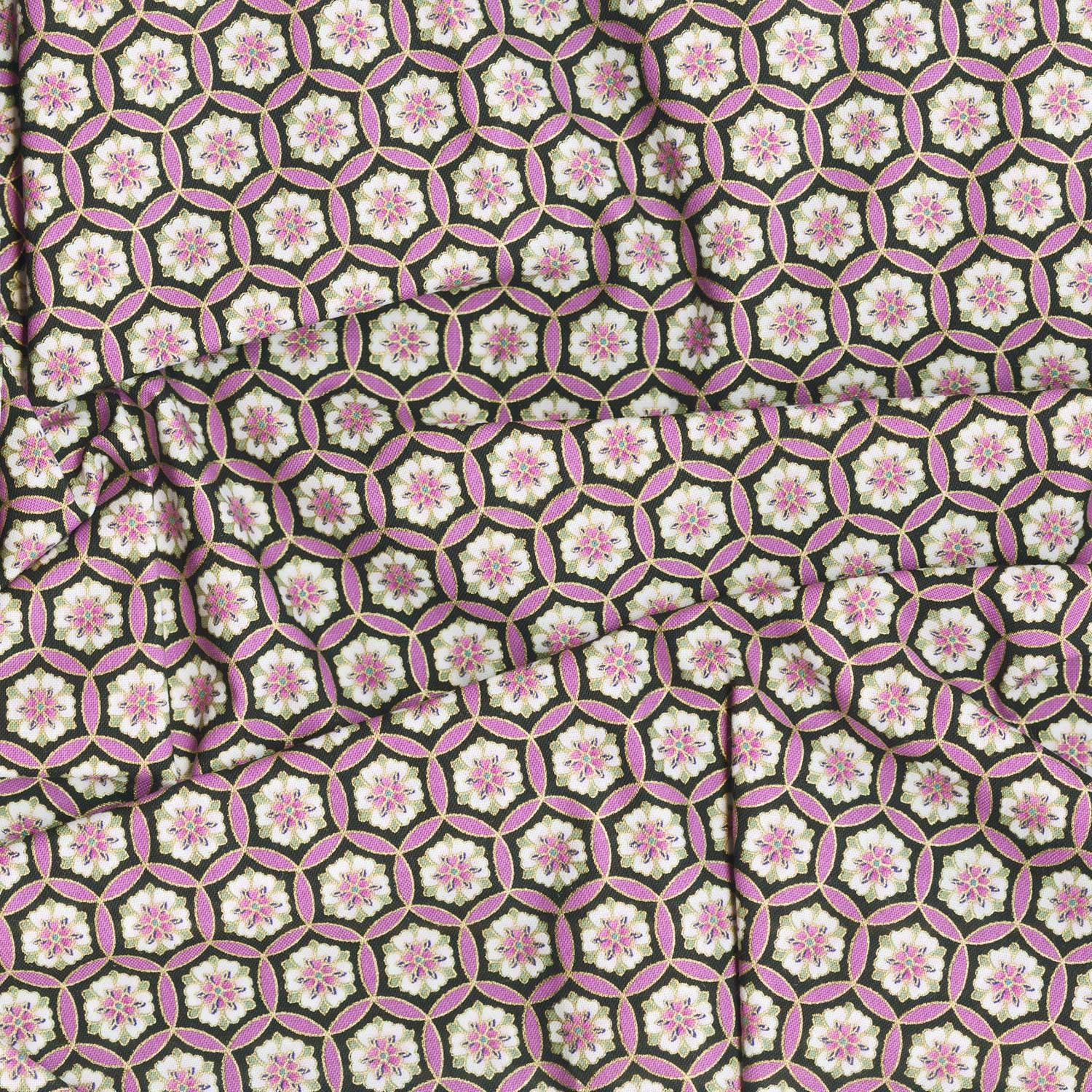 Shizuka - Geo Shape & Floral Black Metallic Yardage - Image 2