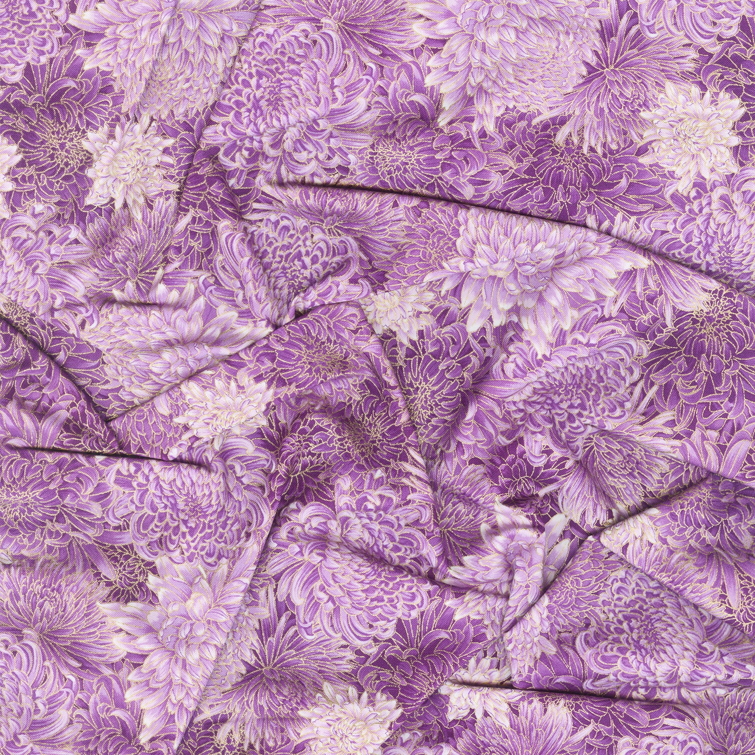 Shizuka - Packed Chrysanthemum Purple Metallic Yardage - Image 2