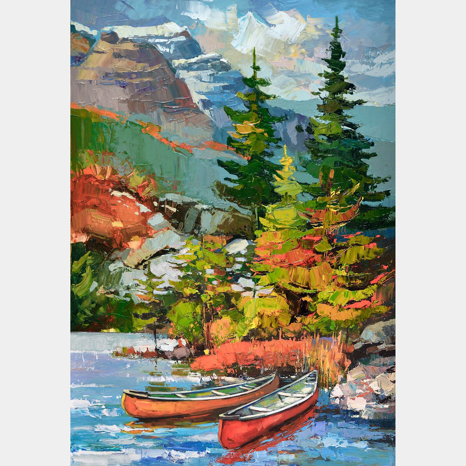 Silent Lake - Canoe Blue Multi Panel