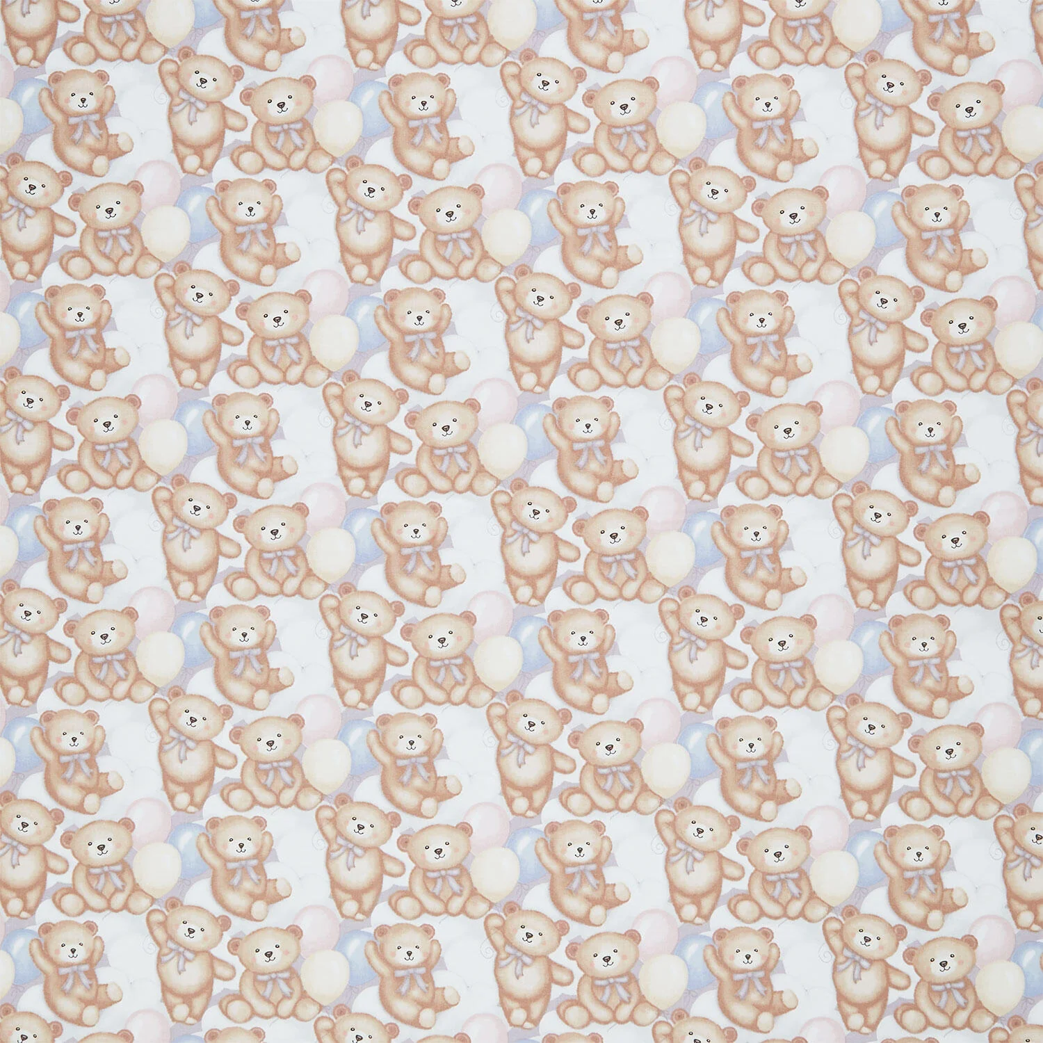 Sleepy Teddy - Teddy Bears and Clouds Gray Multi Yardage