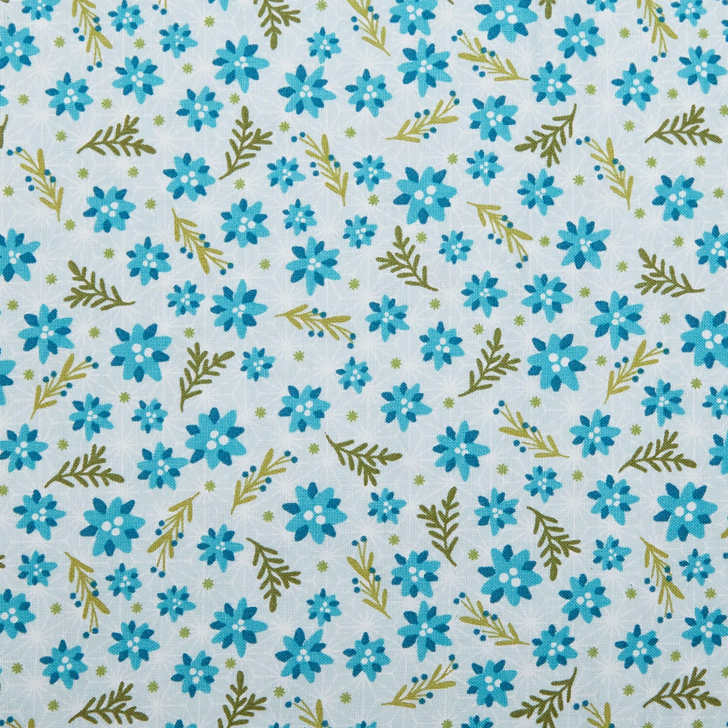 Snow Fall - Christmas Roses Aqua 2 Yard Cut - Image 2