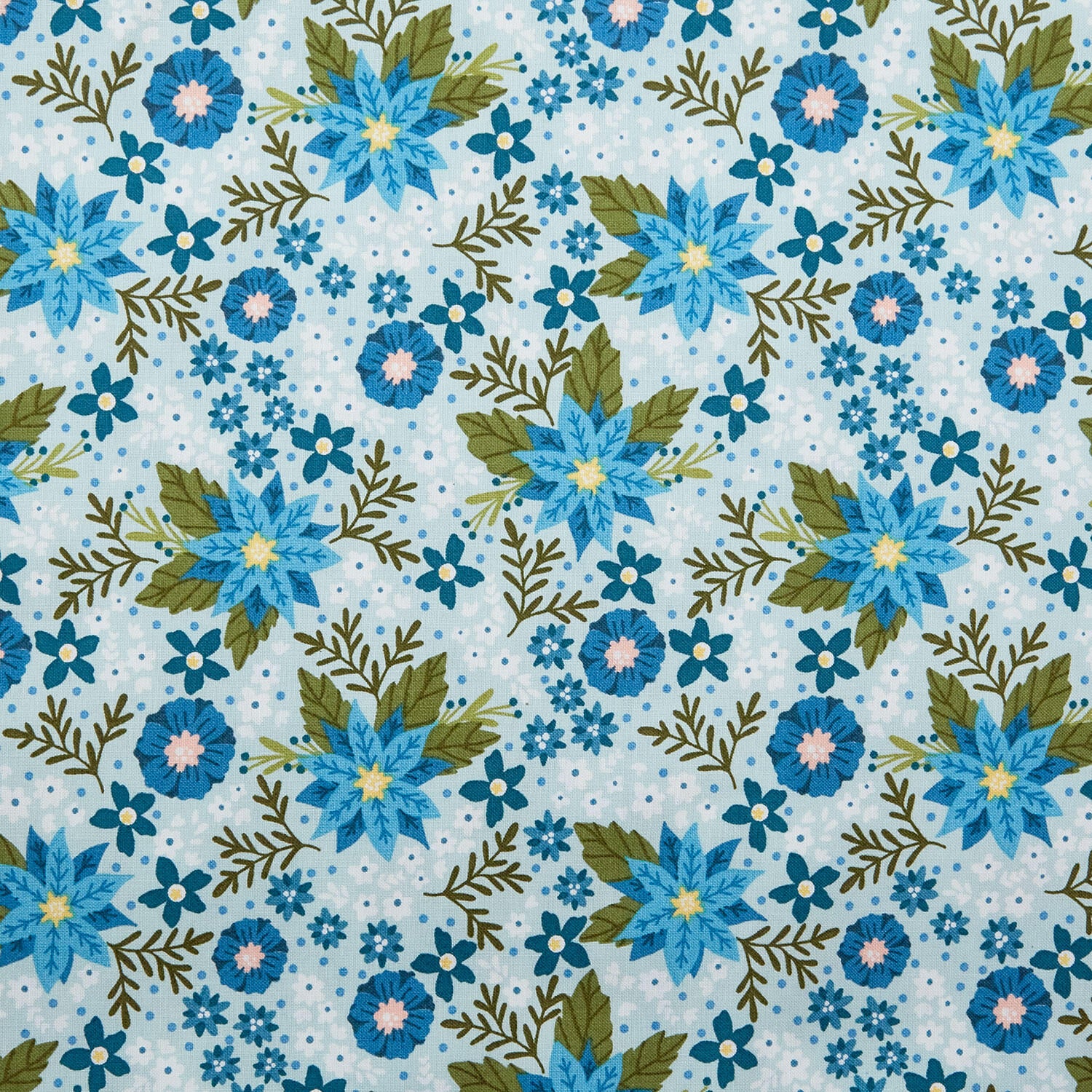 Snow Fall - Frost Flowers Aqua 2 Yard Cut - Image 2
