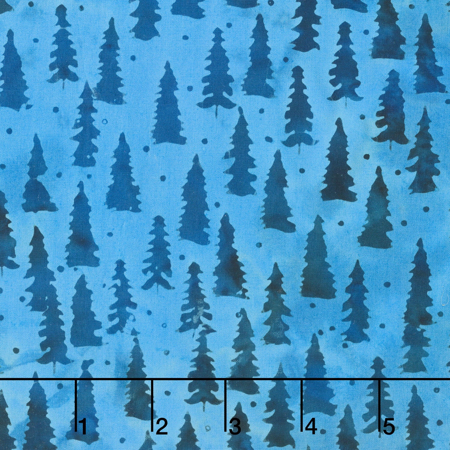 Snowfall Batiks - Fir Trees Blue Sapphire Yardage