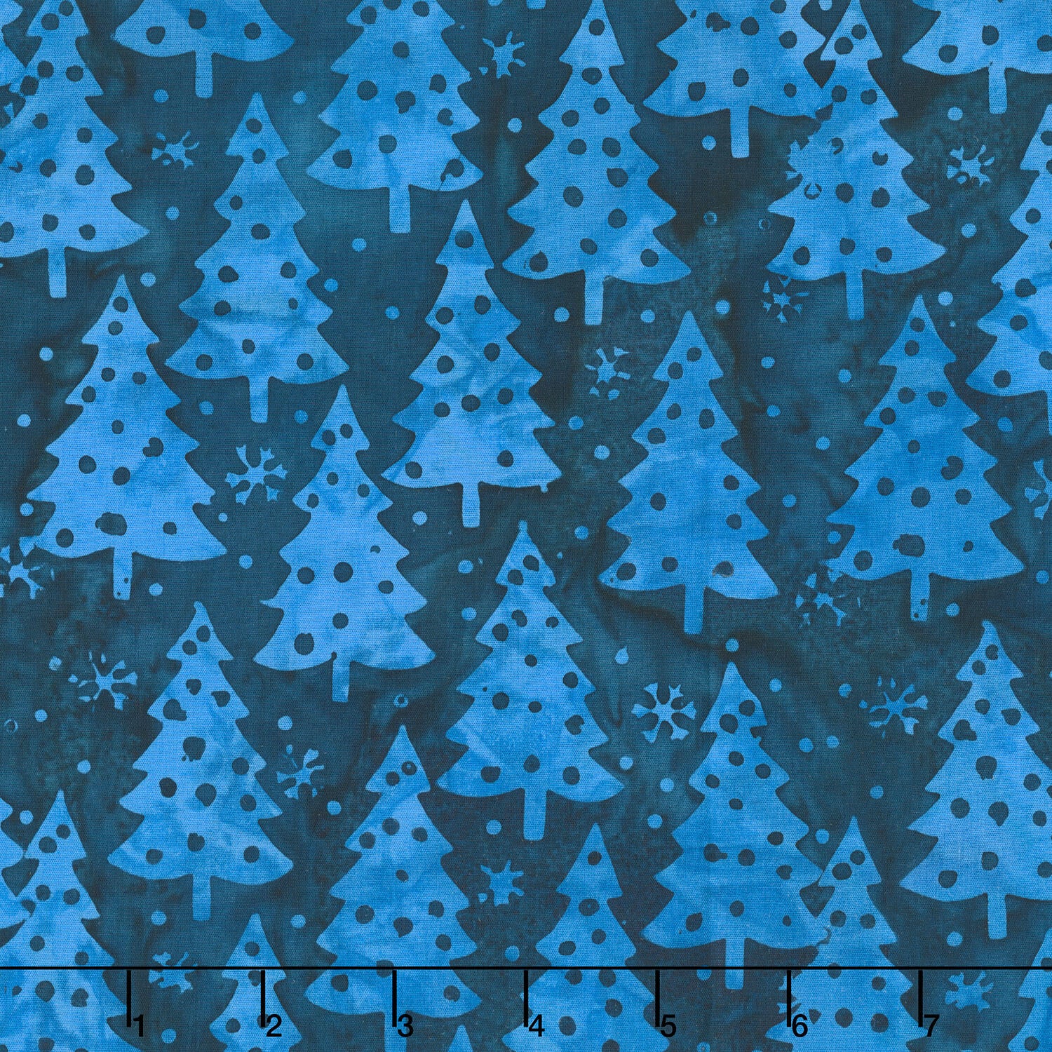 Snowfall Batiks - Trees Blue Navy Yardage
