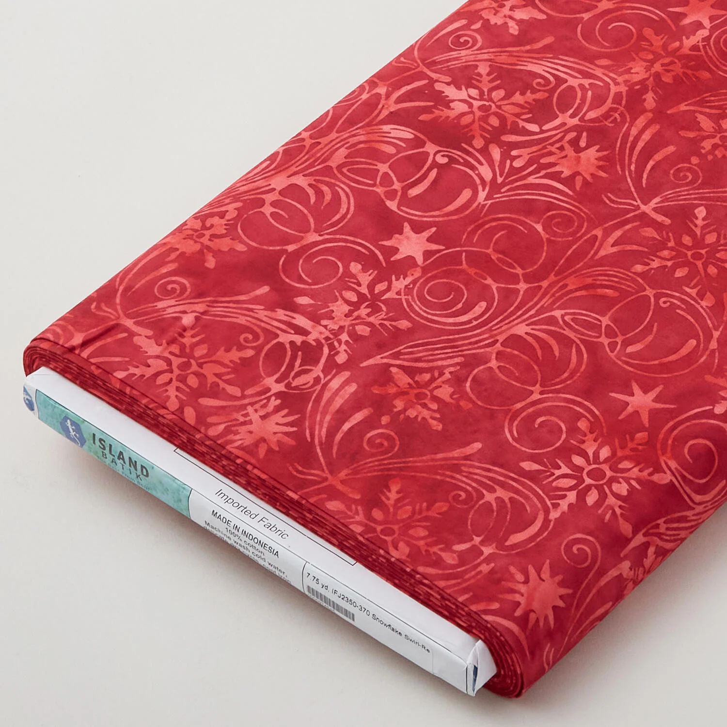Snowflake Swirl-Red Cardinal Batiks 8 Yard Bolt