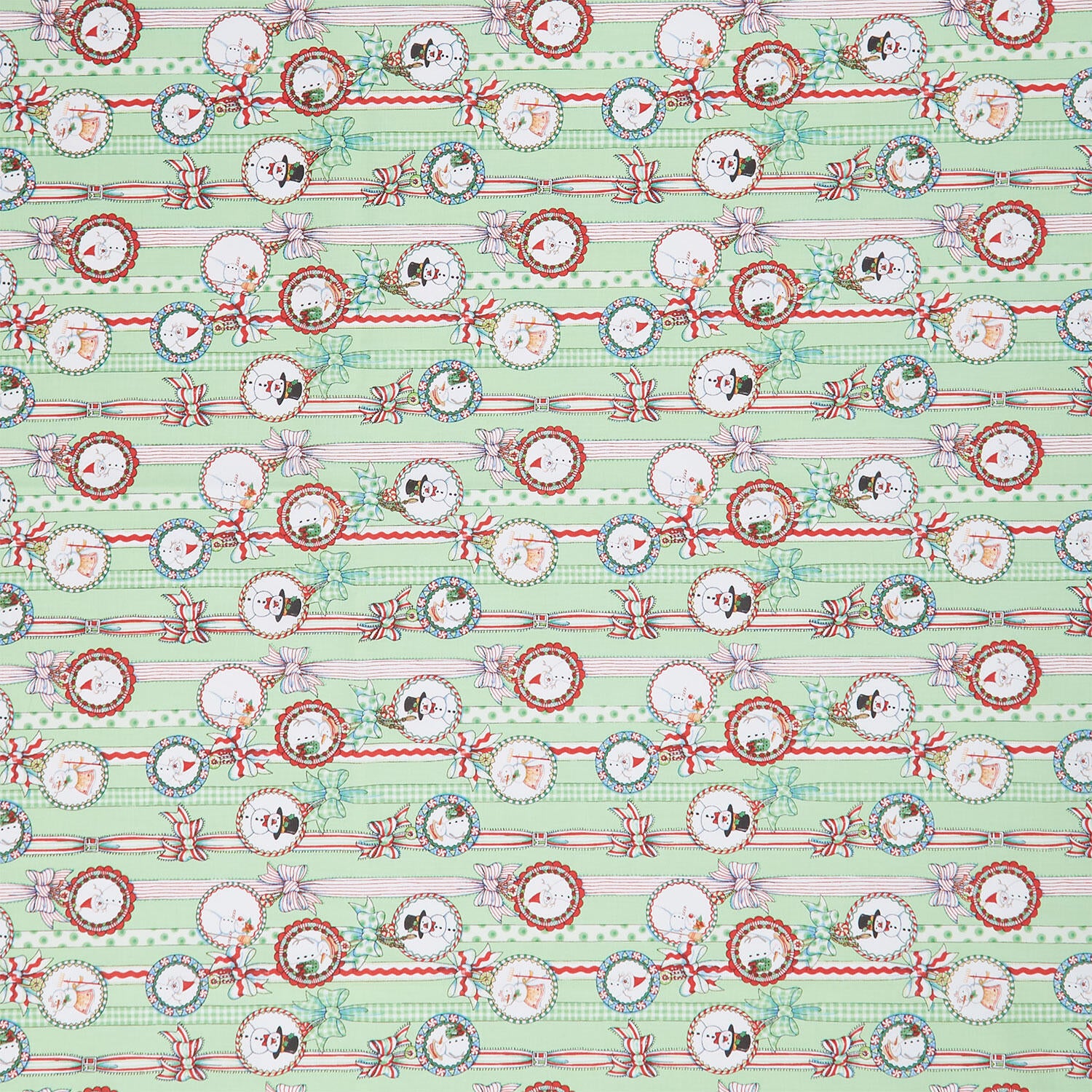 So Much Joy - Snow People Ribbon Lime Yardage