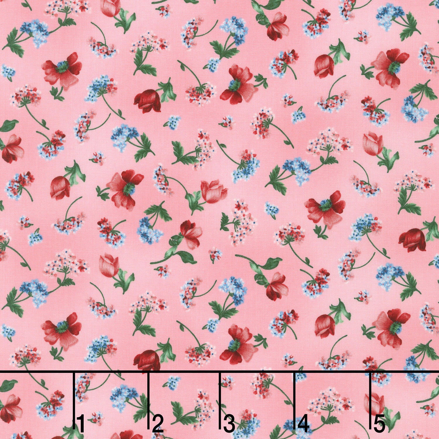 Softly - Tossed Flowers Blush Yardage