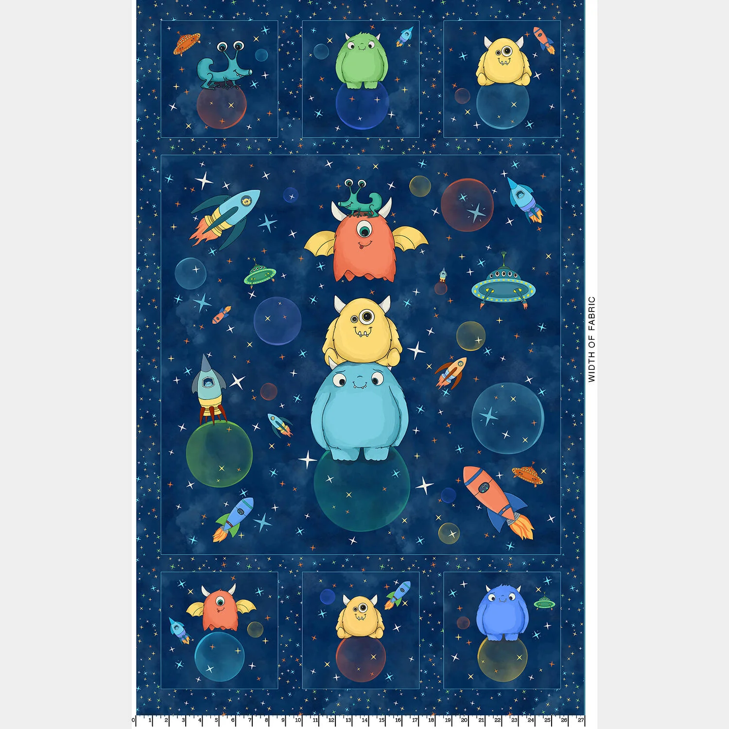 Space Monsters - Monster Dark Navy Panel