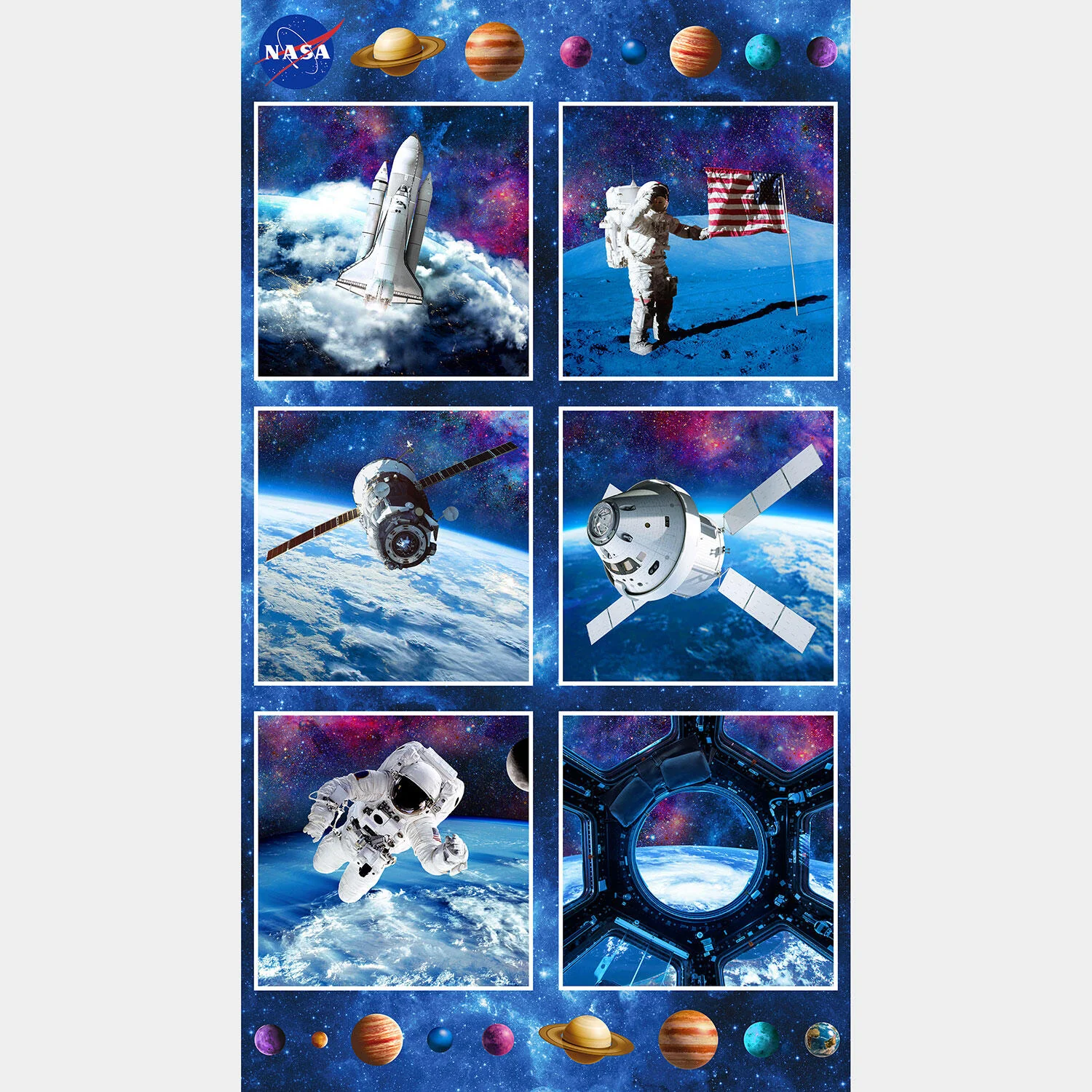 Space Odyssey - Outer Space Block Dark Blue Panel