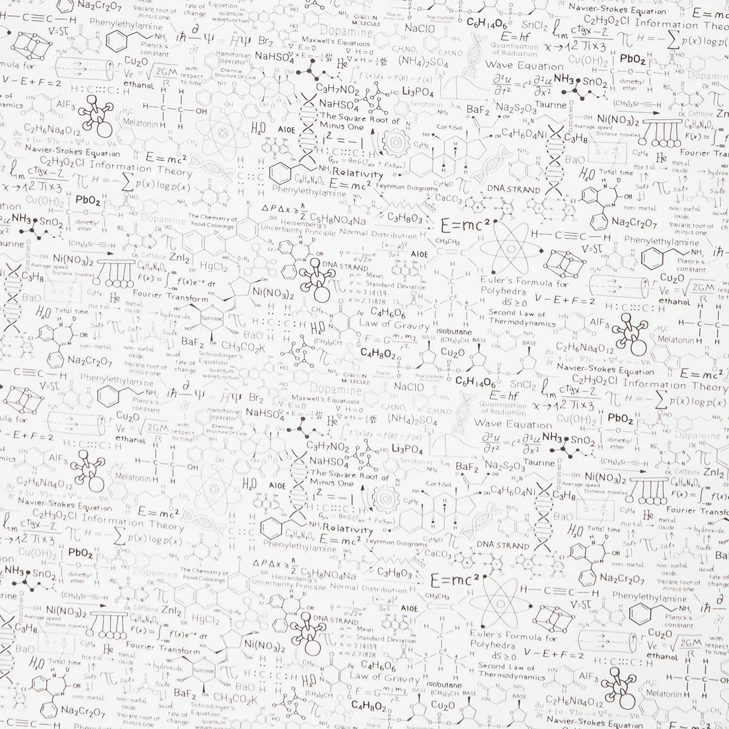 Spaced Out - Scientific Formulas White Yardage