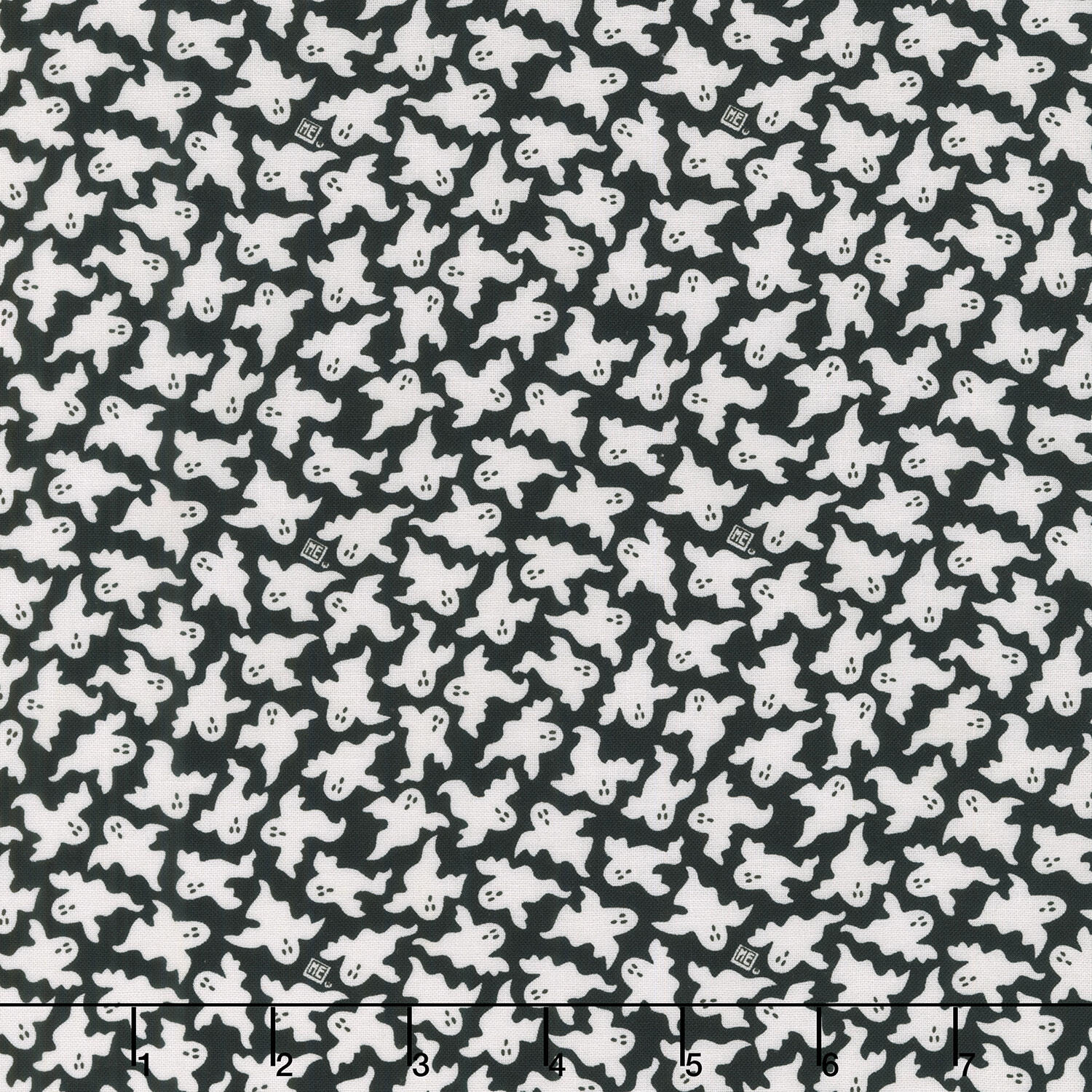 Spooky Cute Halloween - Ghost Cluster Black Yardage