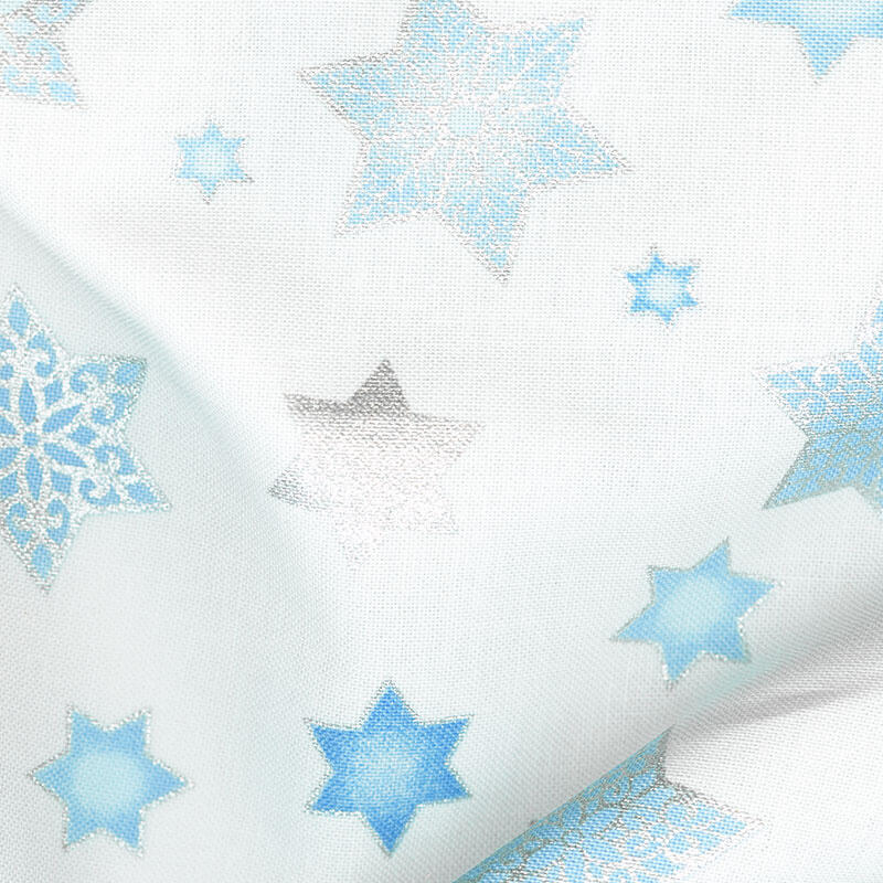 Stars of Light - Large Stars White Metallic 2 Yard Cut - Image 3