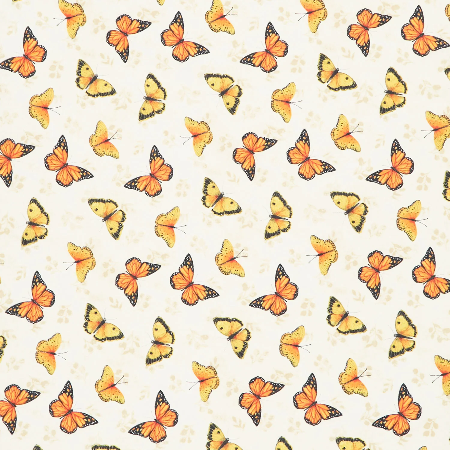 Sunflower Splendor - Butterfly Toss Cream Yardage