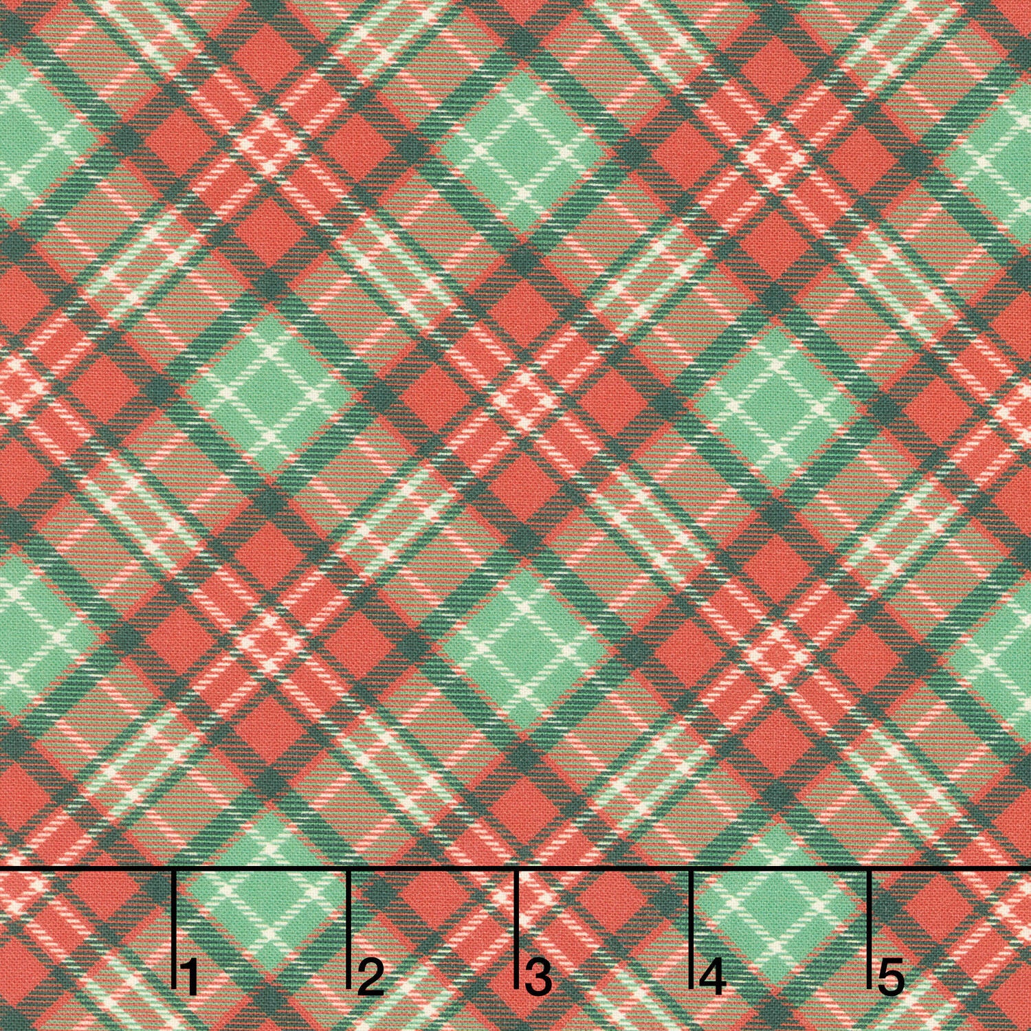 Sweet Christmas Memories - Bias Plaid Red Digitally Printed Yardage
