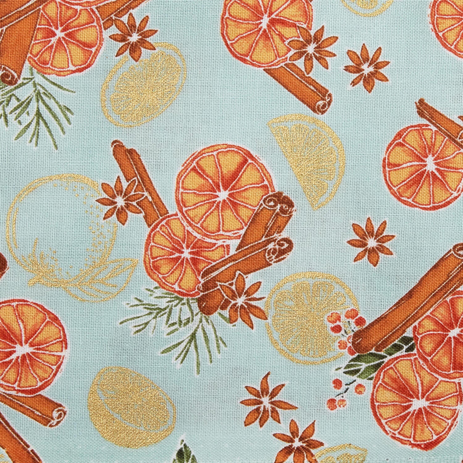 Sweet Pumpkin Spice - Oranges Sage Metallic 2 Yard Cut - Image 2