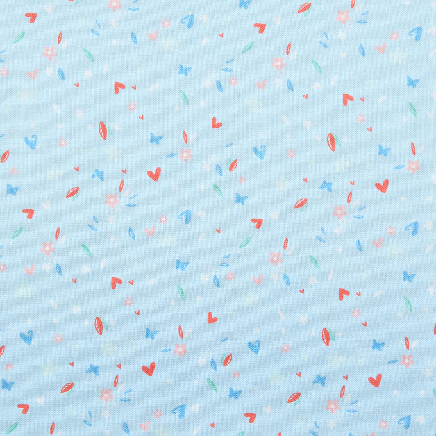Sweetie - Hearts and Flowers Light Blue 2 Yard Cut - Image 2