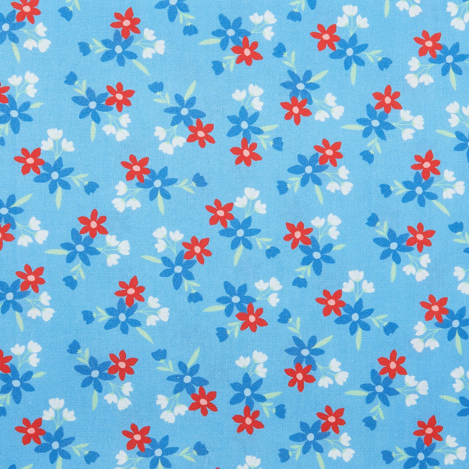 Sweetie - Small Tossed Flowers Sky Blue 2 Yard Cut - Image 2