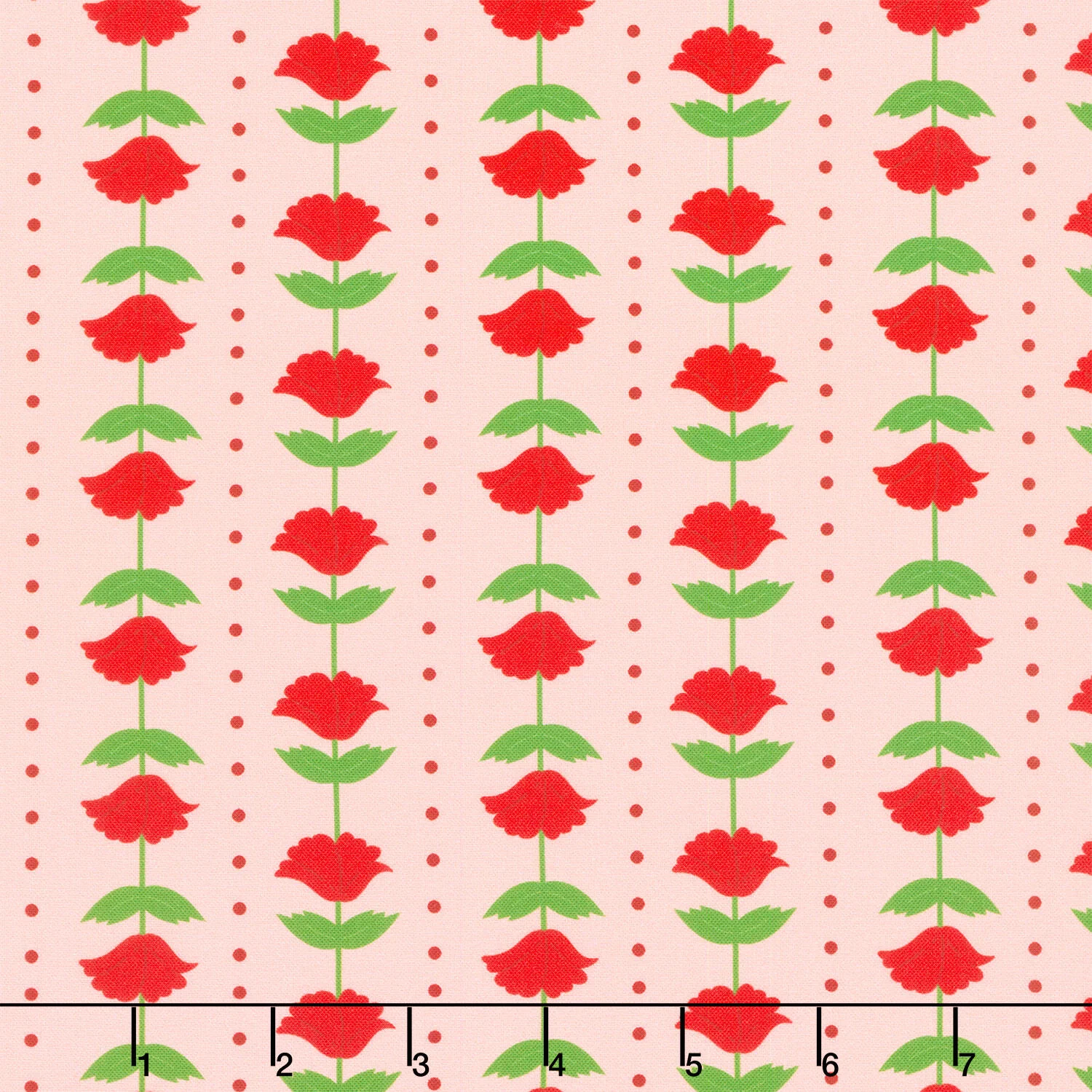 The Bright Side - Flower and Polka Dot Stripe Light Pink Yardage