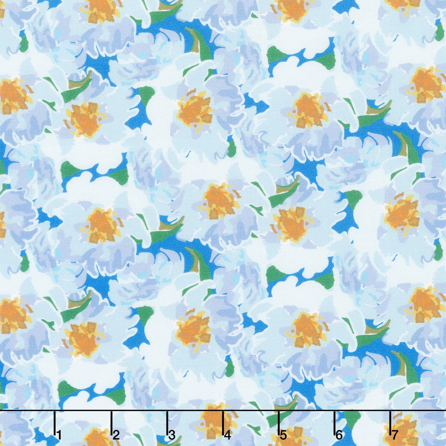 The Coastal Collection - Flowers Cornflower Yardage