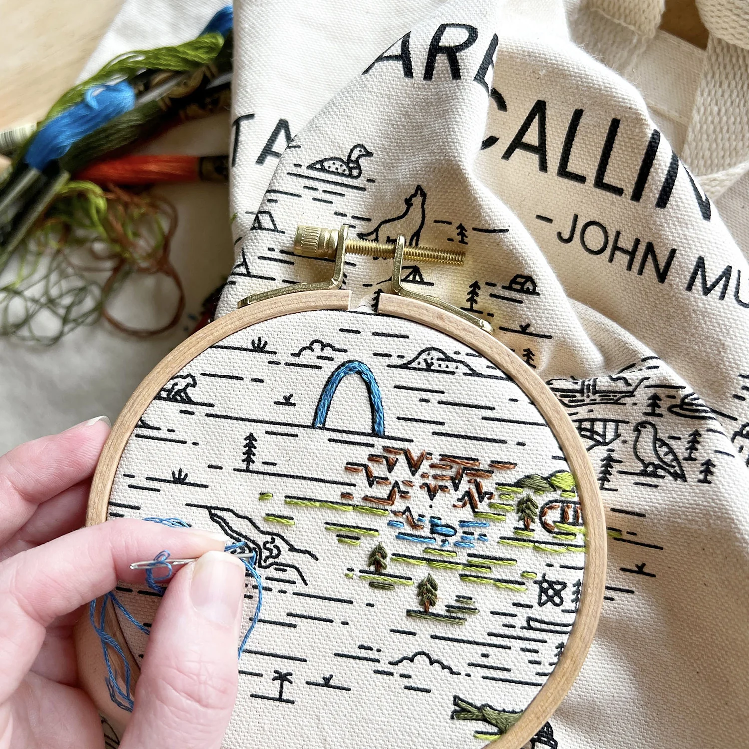The Mountains Are Calling Embroidery Tote Kit - Image 4