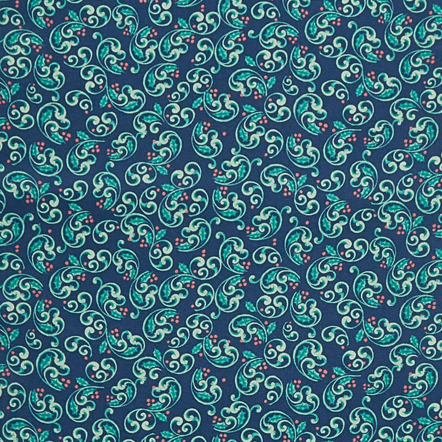 The Night Before Christmas - Berry Scroll Navy 2 Yard Cut - Image 2
