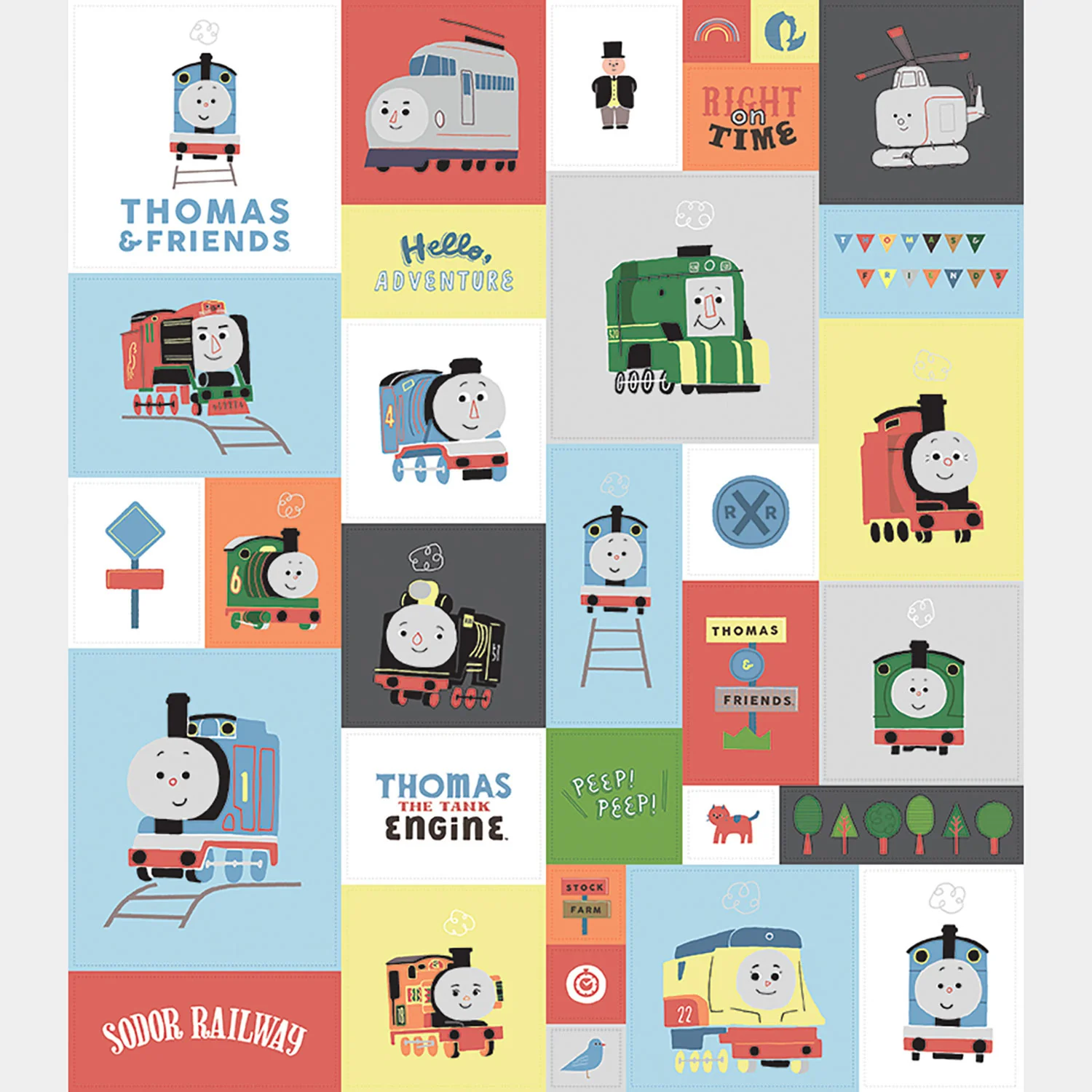 Thomas and Friends Sodor Railway - Trains Cheater Print Yardage - Image 2