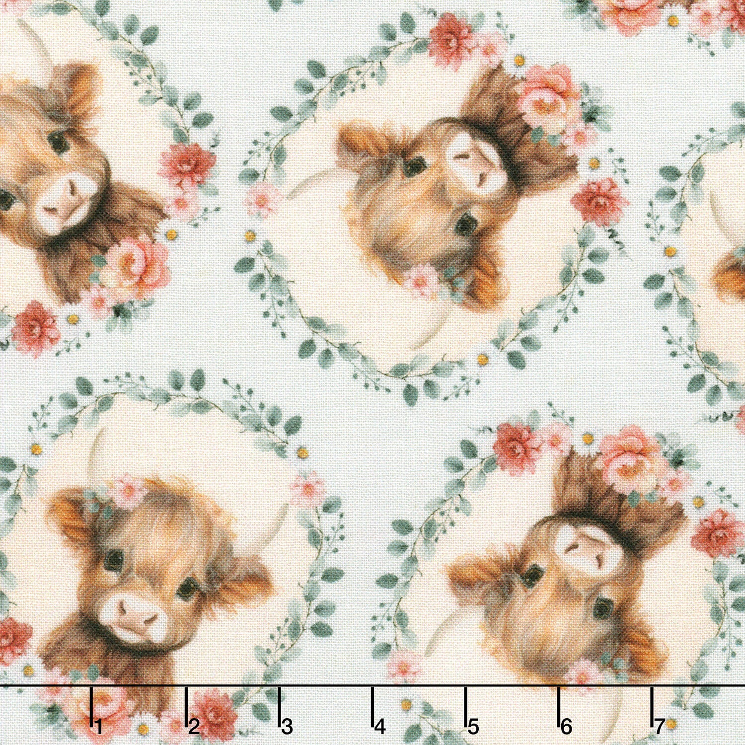 Til The Cows Come Home - Cow Heads & Floral Sky Yardage