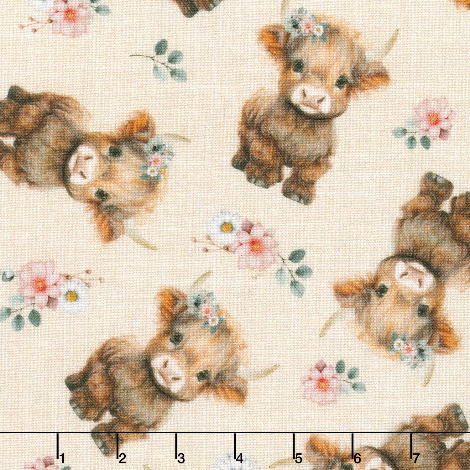 Til The Cows Come Home - Highland Cows & Floral Multi Yardage