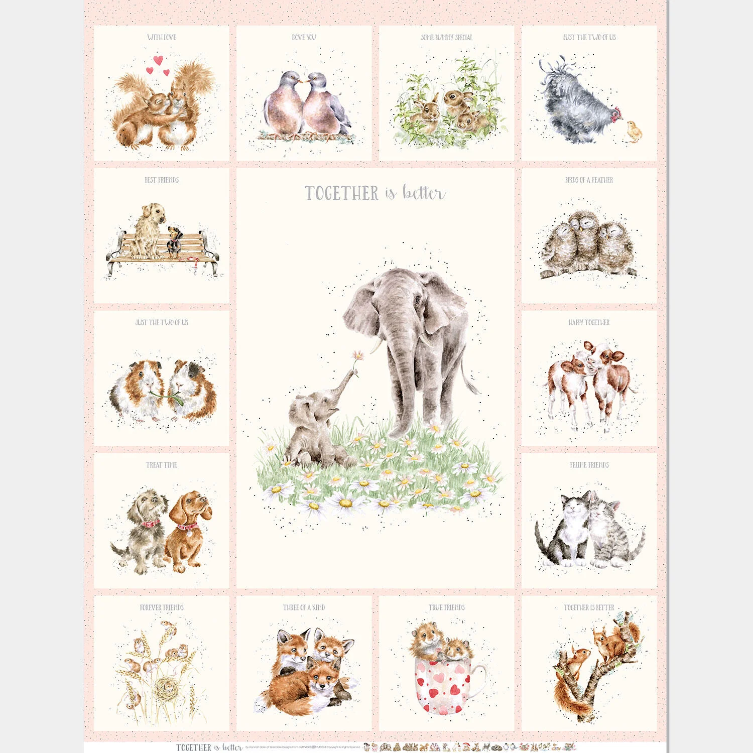 Together Is Better - Elephant Pale Pink Panel