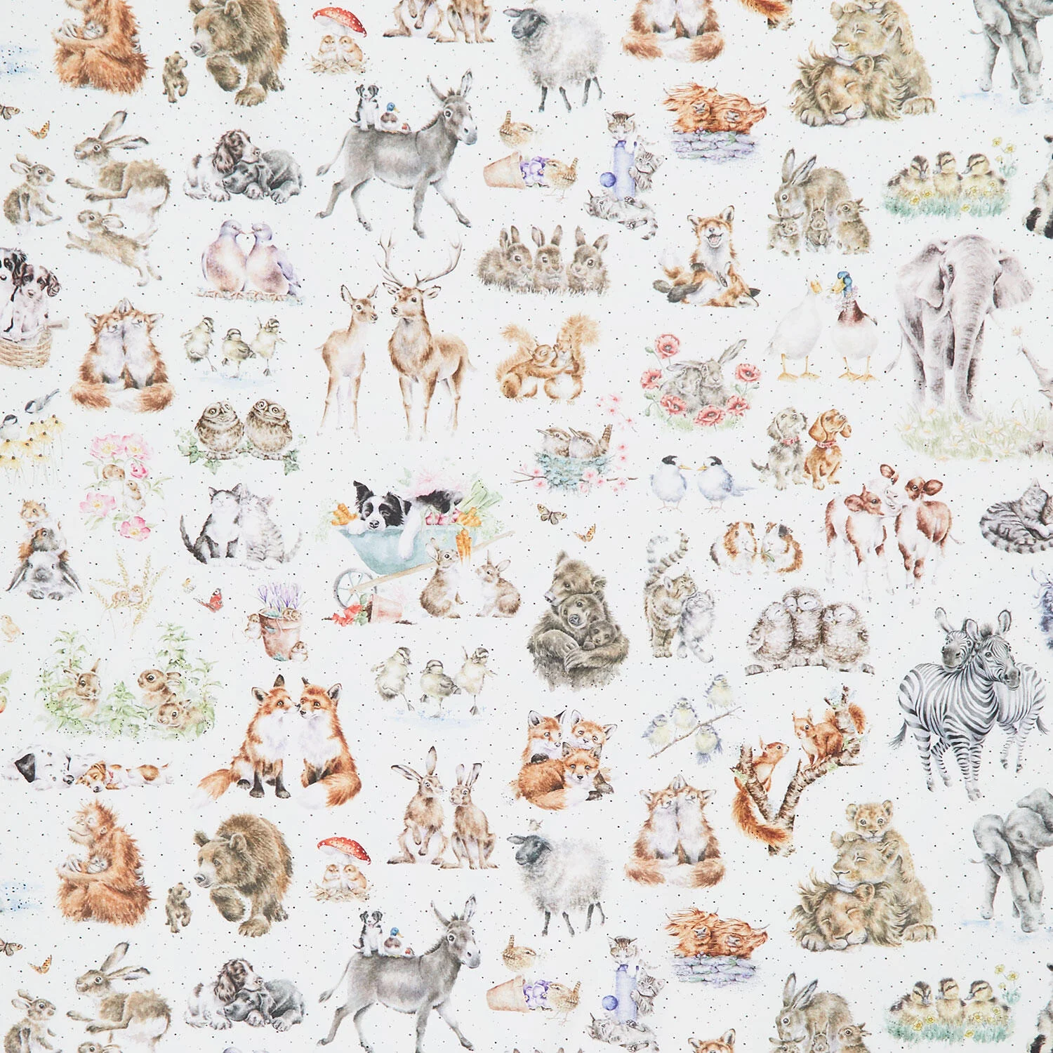 Together Is Better - Packed Animals Cream Yardage