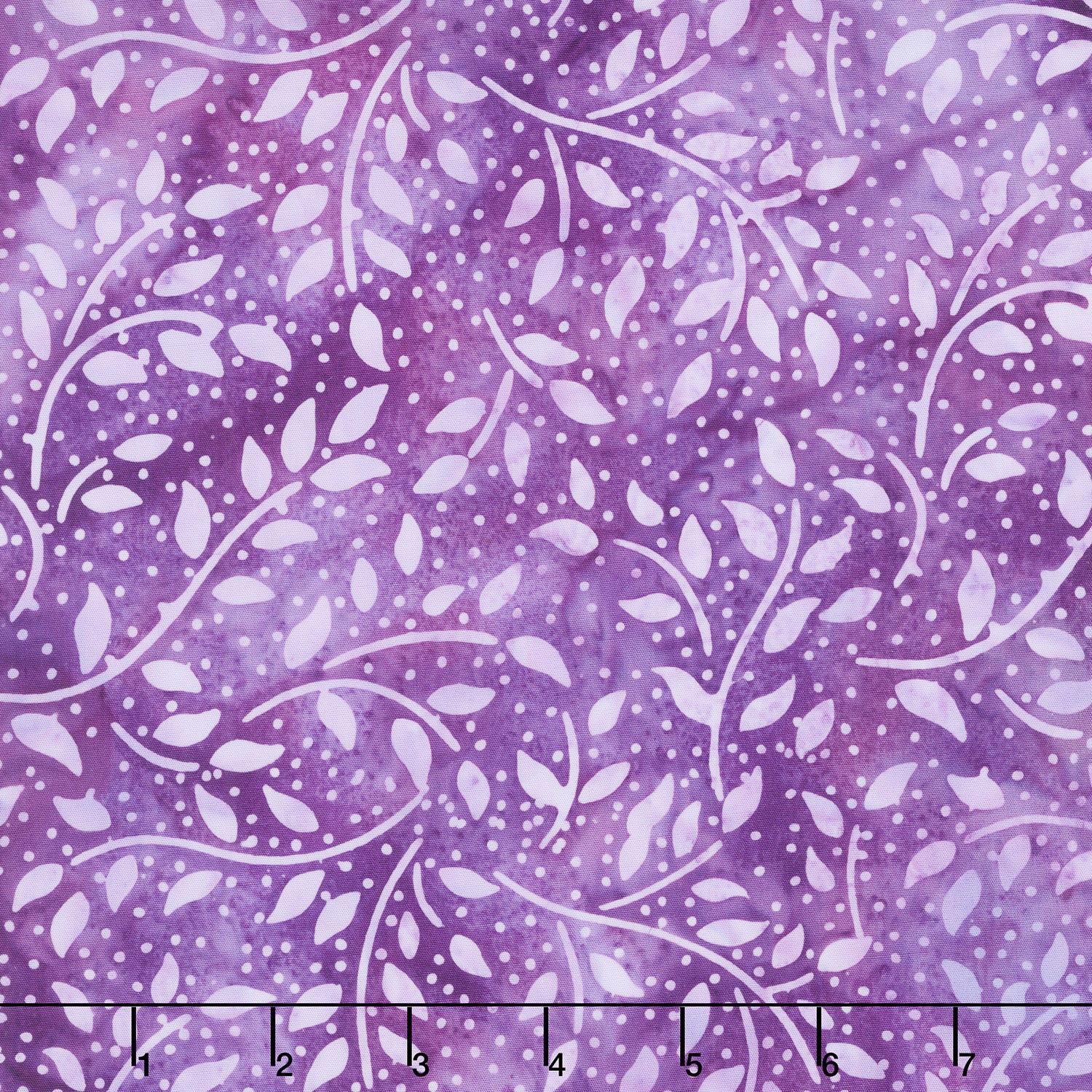 Tranquil Garden Batiks - Small Paisley Leaves Purple Yardage