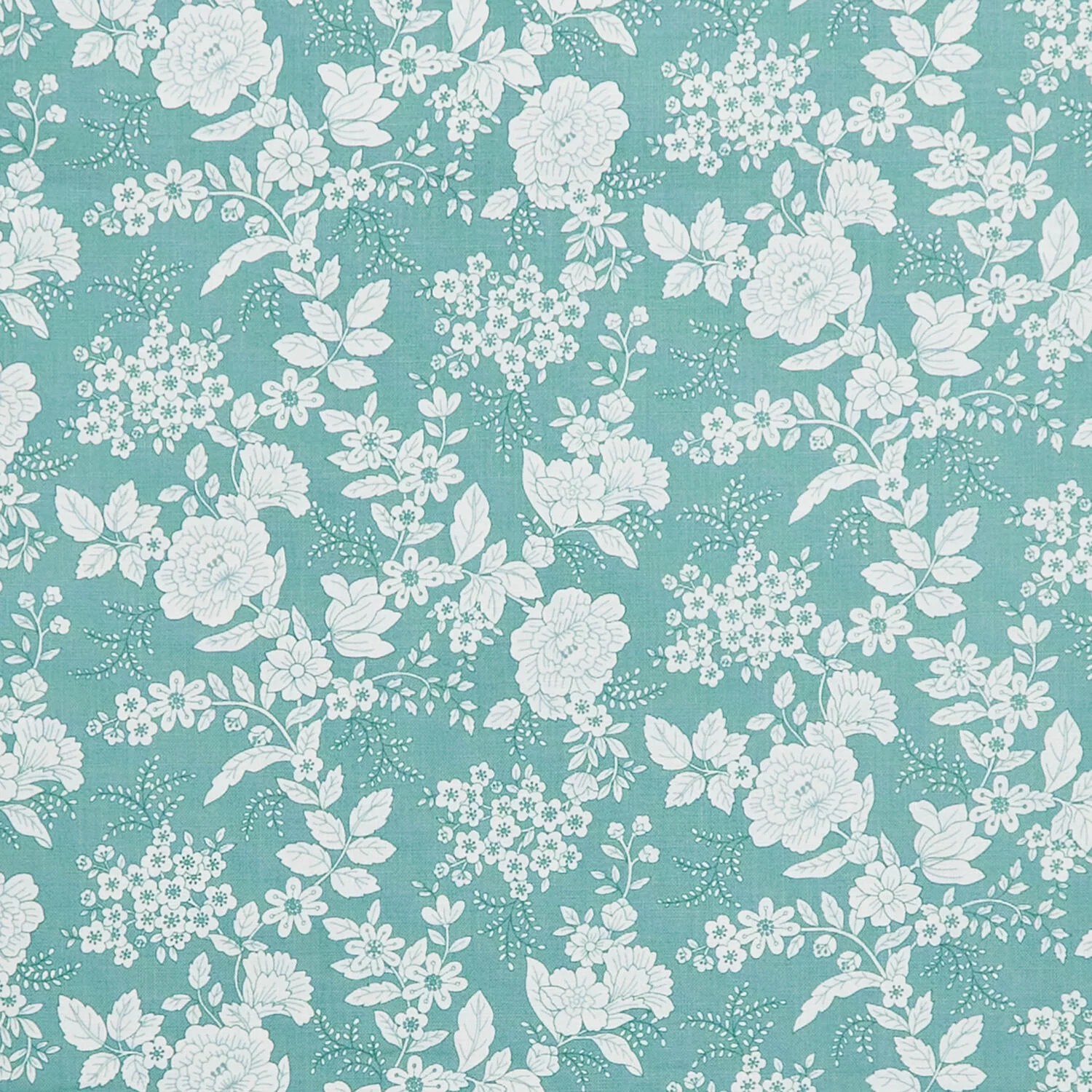 Tranquility - Floral Dark Aqua 3 Yard Cut - Image 2