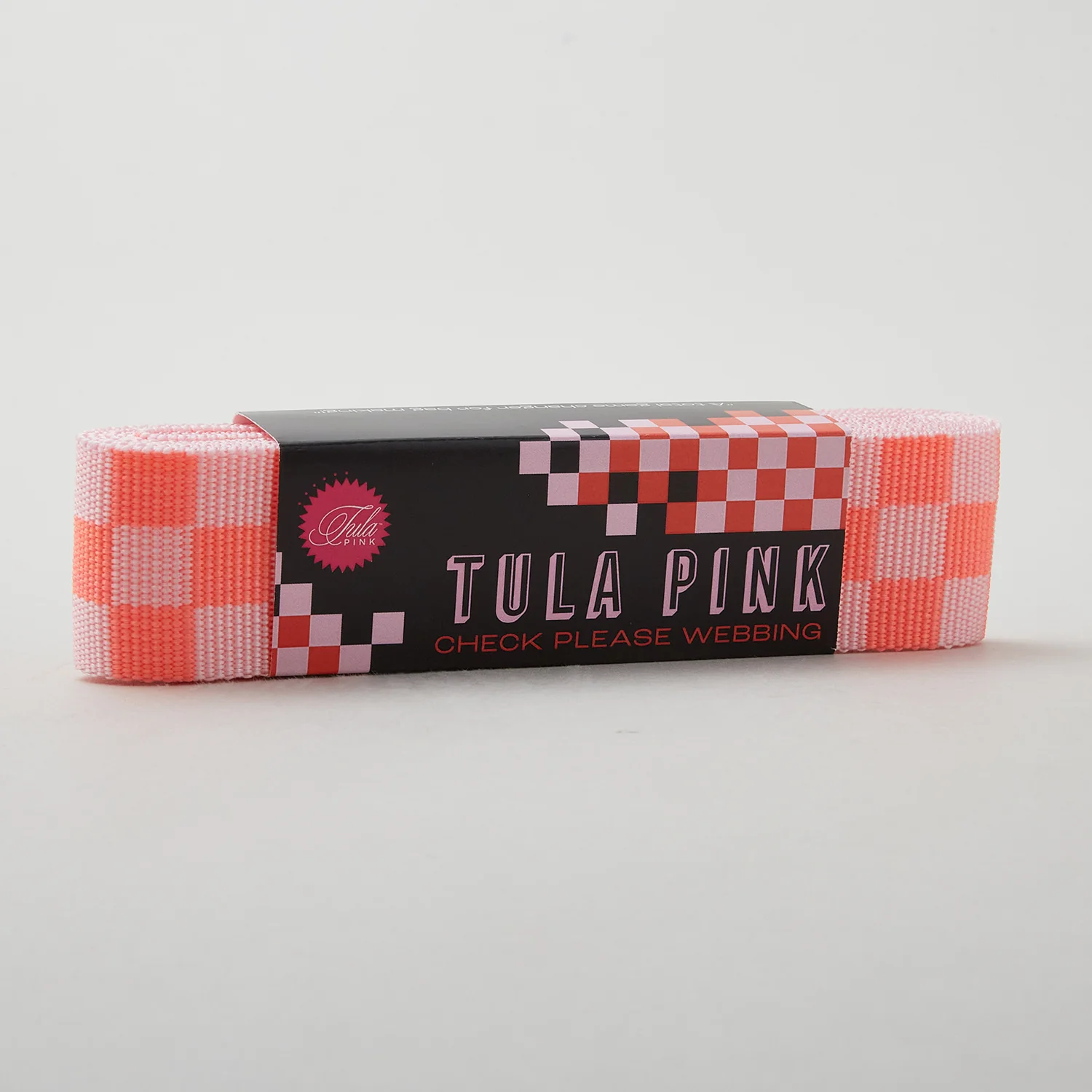 Tula Pink Check Please 1-1/2" Webbing - Lunar Pink/Orange - 3 Yard Pack - Image 3