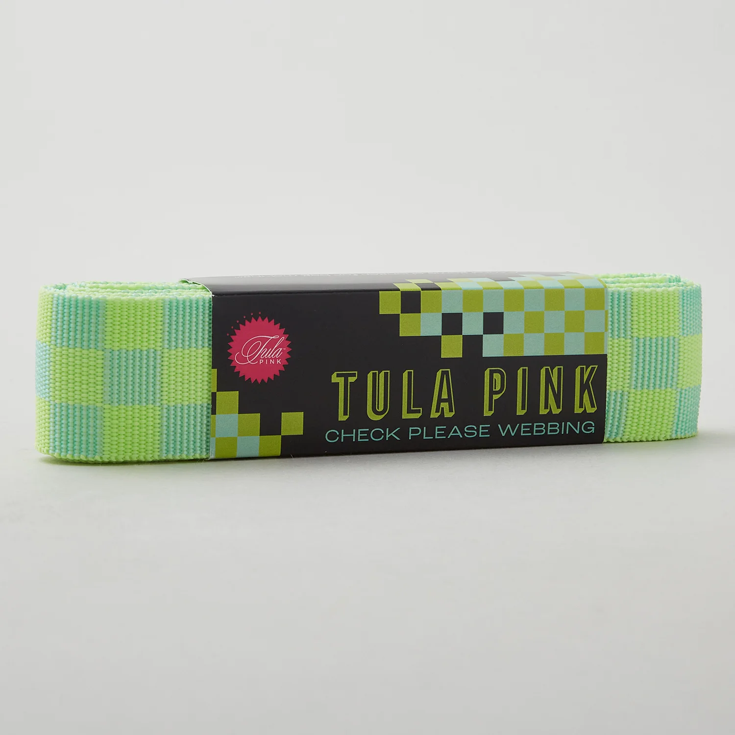 Tula Pink Check Please 1-1/2" Webbing - Moonbeam Green/Aqua - 3 Yard Pack - Image 3