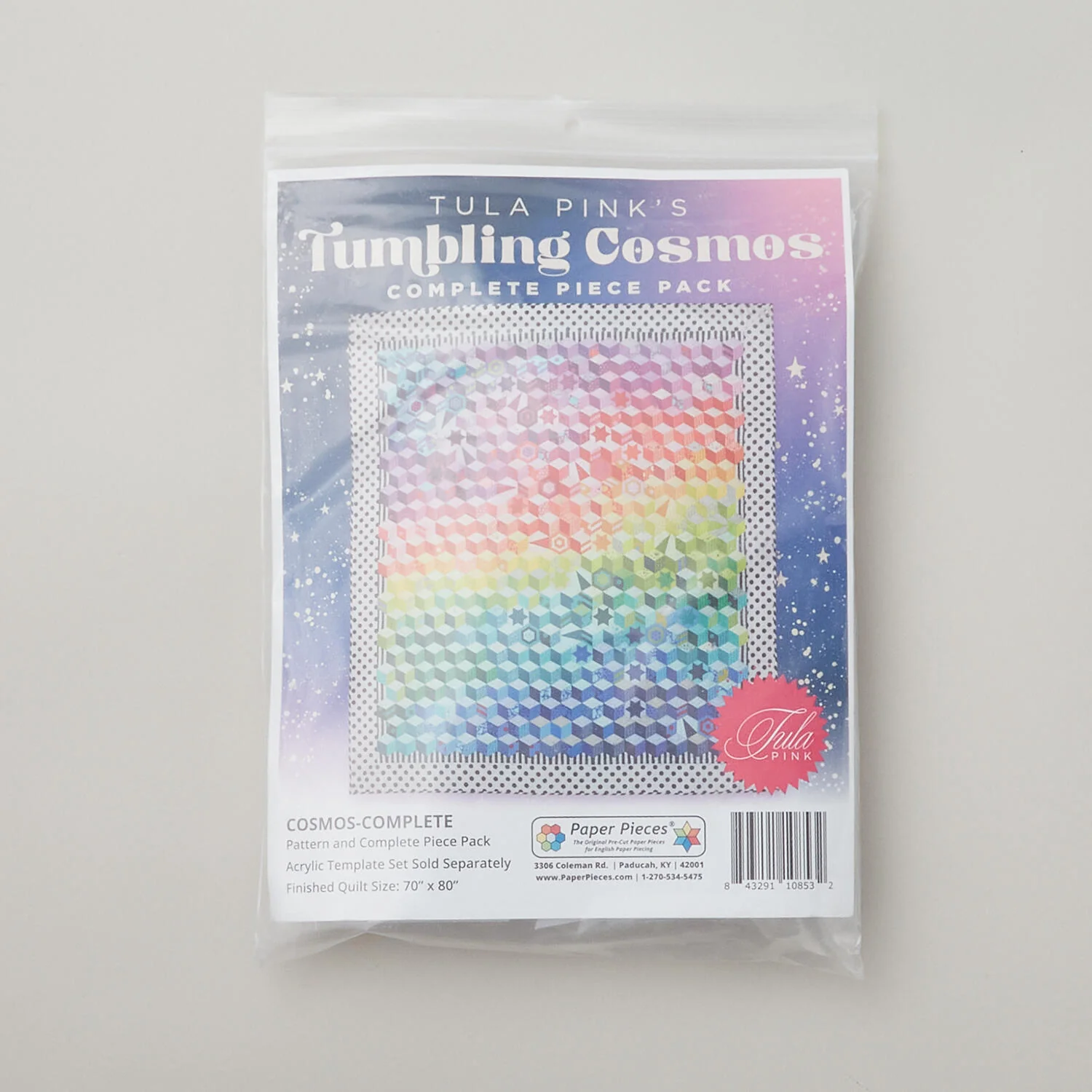 Tula Pink Tumbling Cosmos Quilt Pattern and English Paper Piece Pack - Image 3