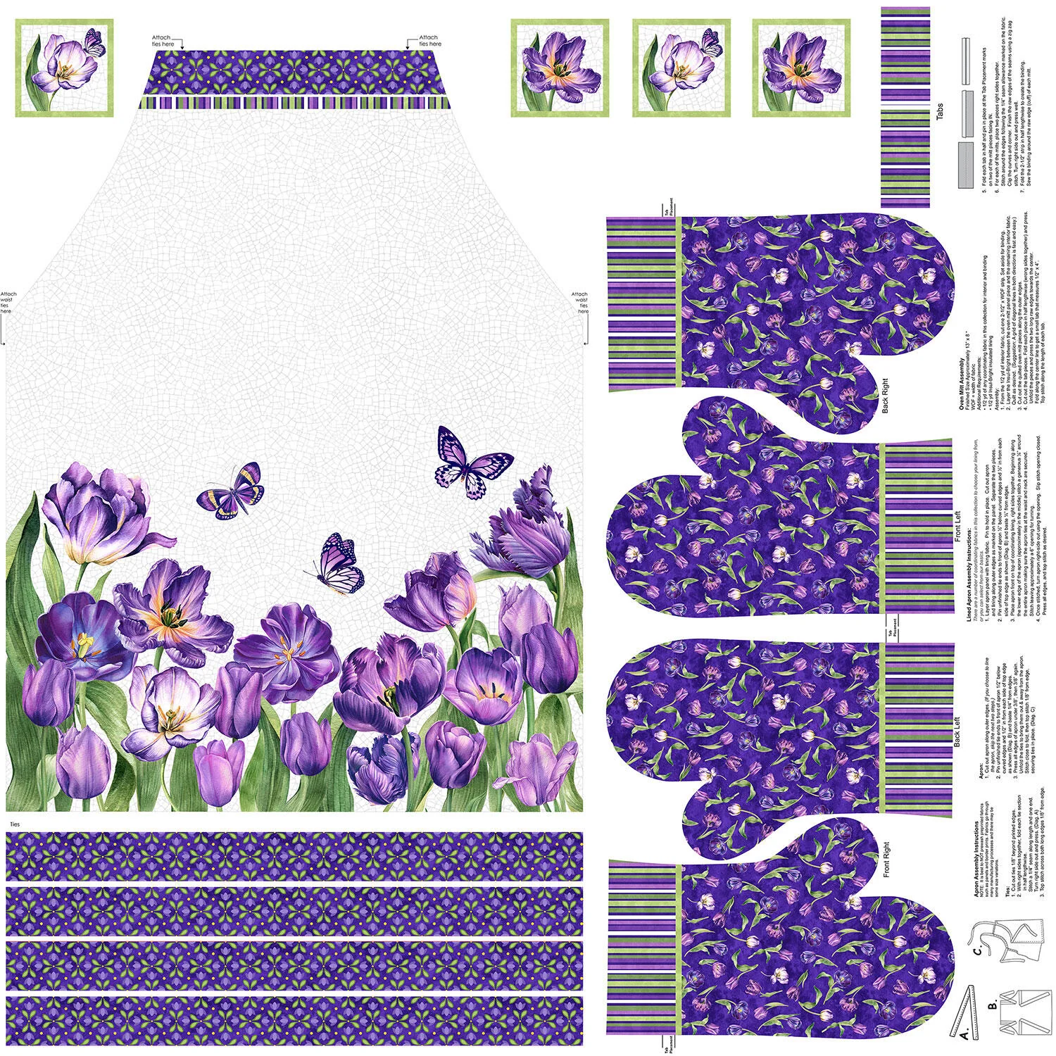 Tulip Garden - Apron White Multi Panel