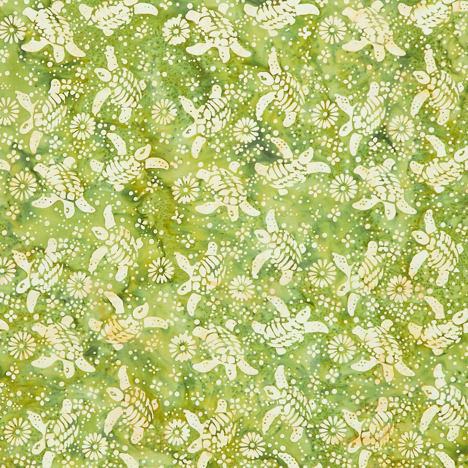Turtle Cove Batiks - Turtle Green Ivy Yardage