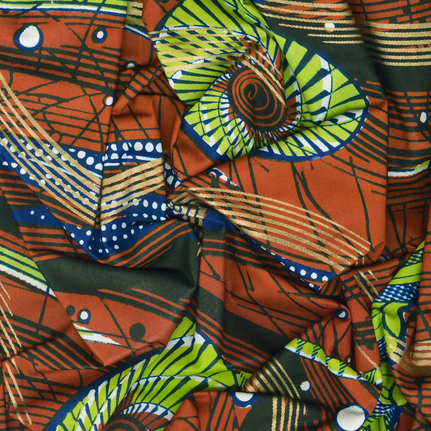Uniwax - Prints from the Ivory Coast Wax Print Brown Metallic Yardage - Image 2