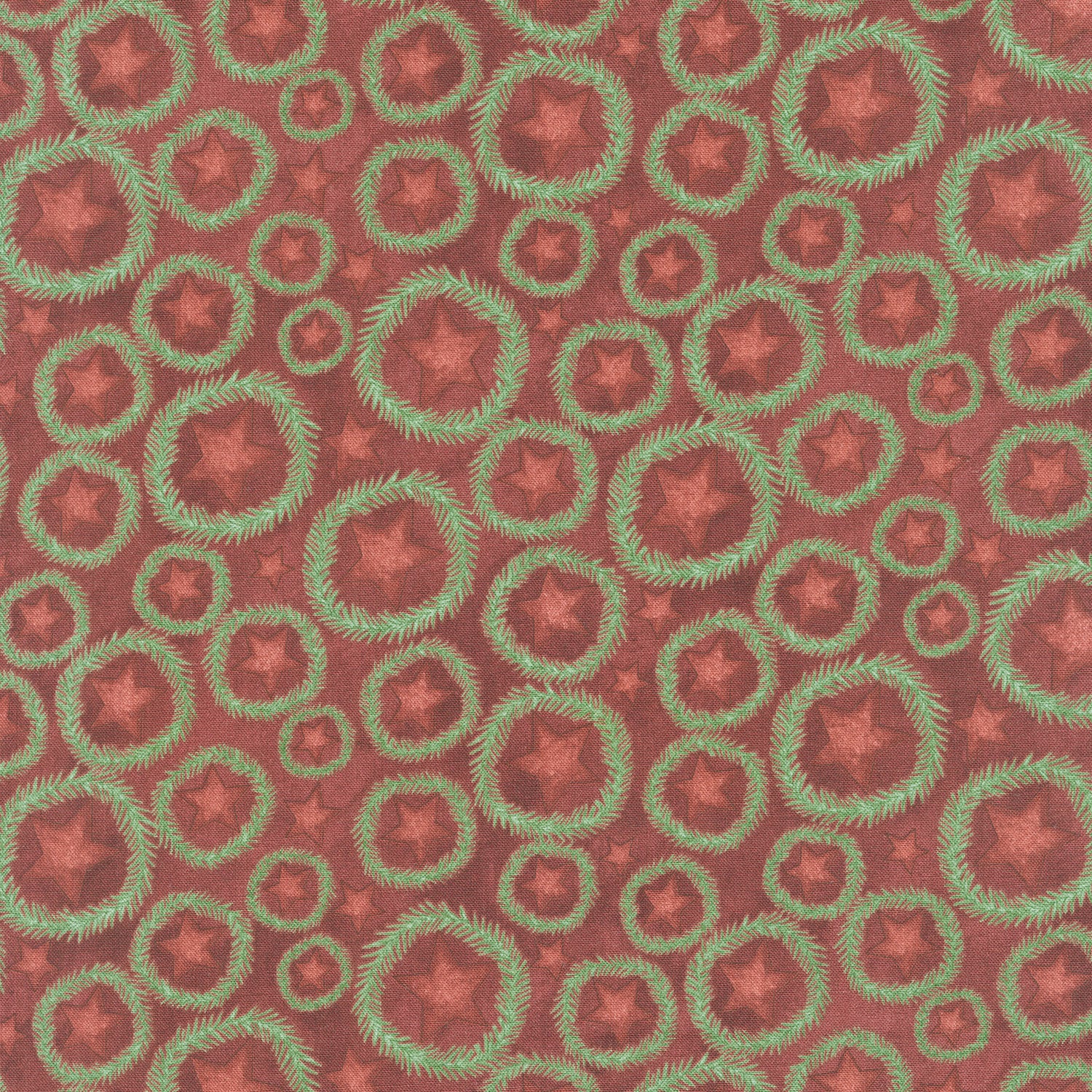 Up on the Housetop - Star Wreaths Cranberry Yardage