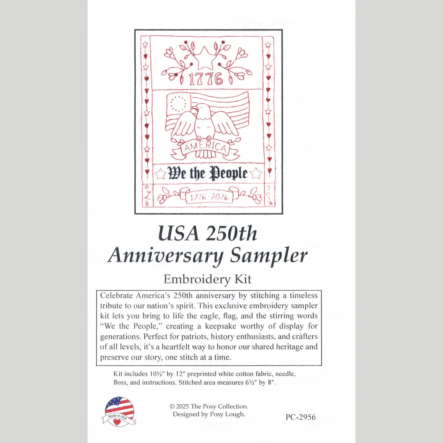 USA 250th Anniversary Sampler Embroidery Kit - Image 3